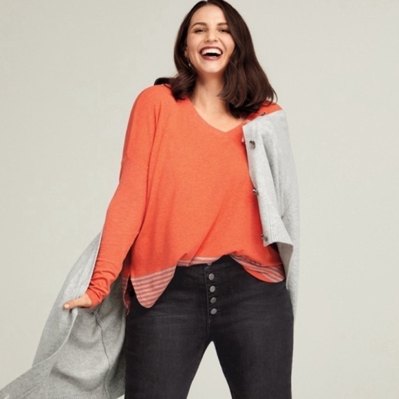 Cabi | Hangout Tee Oversized Orange Gray Size XS - Picture 2 of 8